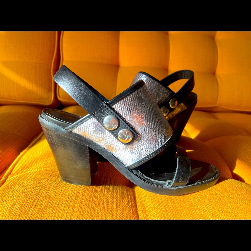 Diesel Silver Star Strap Slingback Heels
